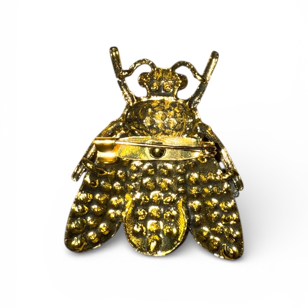 Pink and Gold Rhinestone Bug Brooch - Picture 2 of 5